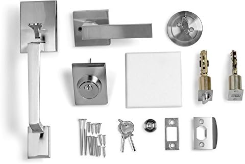 Satin Nickel Single Cylinder Lever Door Handle Set