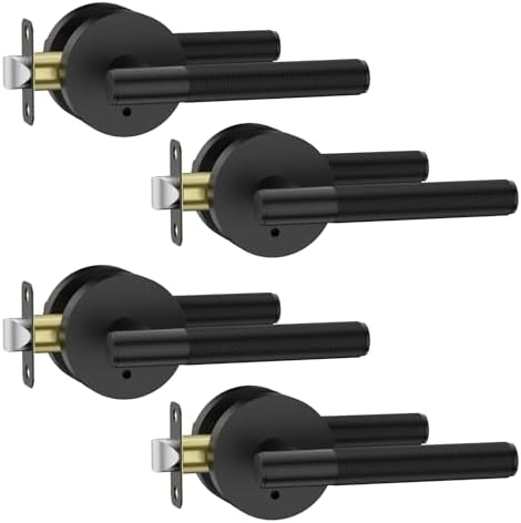 Asidrama Matte Black Door Handle Set for Interior Doors