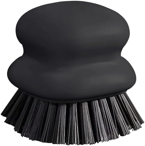 Ergonomic Dish Brush for Kitchen Cleaning with Handle Black Nylon