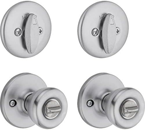 Kwikset Tylo Entry Knob and Deadbolt Project Pack in Satin Chrome