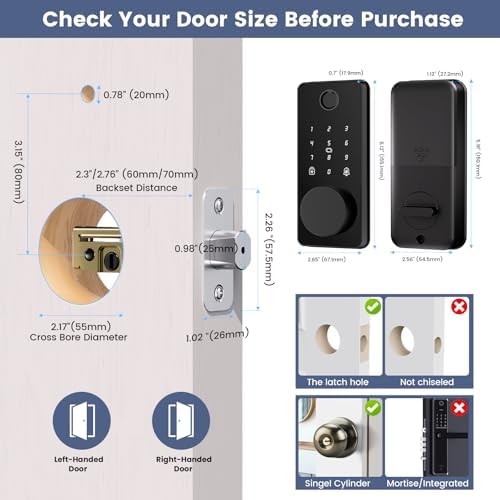 Fingerprint Door Lock with Keypad Smart Deadbolt Easy to Install