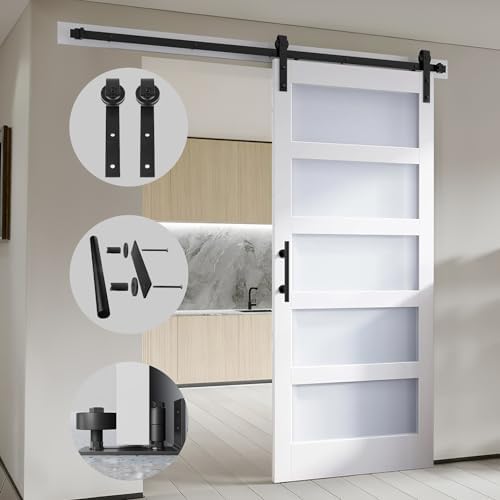 SZ TOPHAND 36in x 84in Glass Sliding Door with 66FT Kit