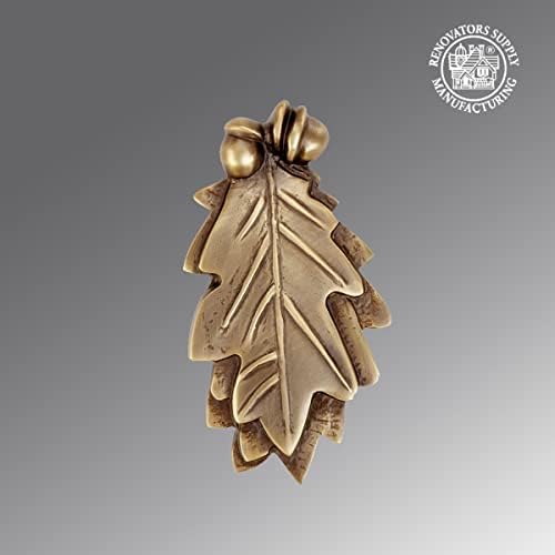Elegant antique brass front door knocker with oak leaf design