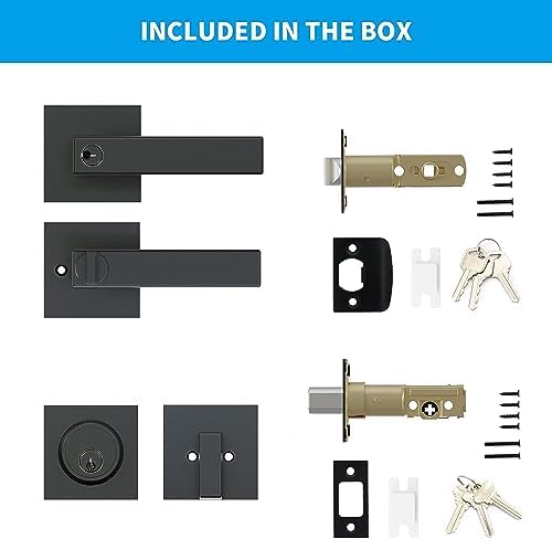 Hidalife Entry Door Handle and Deadbolt Set for HomeOffice Security