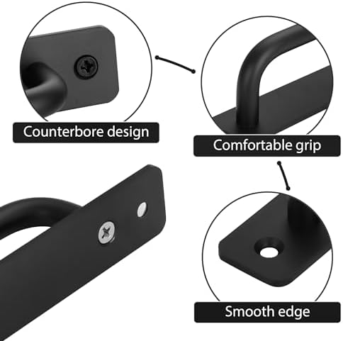 Malimali 4-Pack Black Barn Door Handles