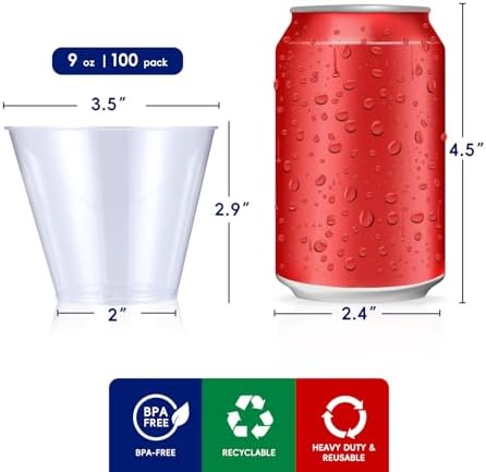 JOLLY CHEF 9 oz Disposable Plastic Cups Set Celebrate Any Occasion