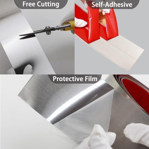 Stainless Steel Peel Stick Anti-Scratch Kick Plate Brushed Gold