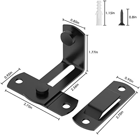 90 Degree Barn Door Lock Black - ProtectPrivacy