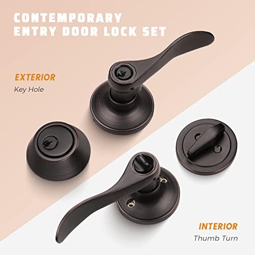 KNOBWELL 3 Pack Door Handle Lock Set Oil Rubbed Bronze Keyed Alike