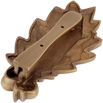Elegant antique brass front door knocker with oak leaf design