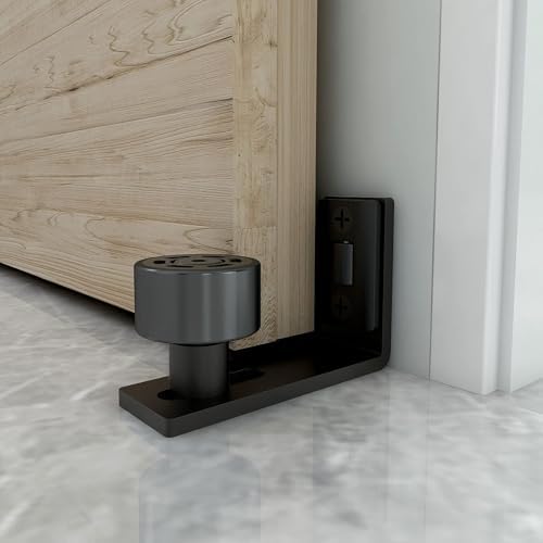 Adjustable Wall-Mounted Barn Door Floor Guide Black