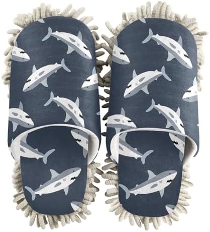 Cute Gray Shark Mop Slippers Clean Floors Keep Your Home Stylish