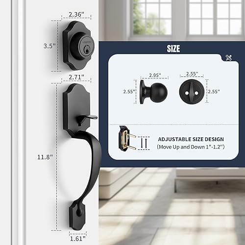 Heavy Duty Front Door Handle Set Matte Black