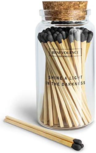 Benevolence LA Midnight Black Wooden Matches Jar with Stirrer