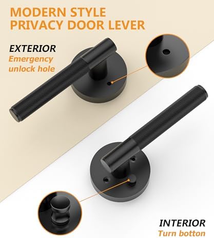 Asidrama Matte Black Door Handle Set for Interior Doors
