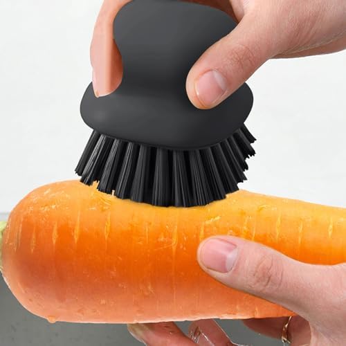 Ergonomic Dish Brush for Kitchen Cleaning with Handle Black Nylon