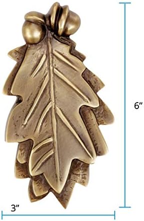 Elegant antique brass front door knocker with oak leaf design