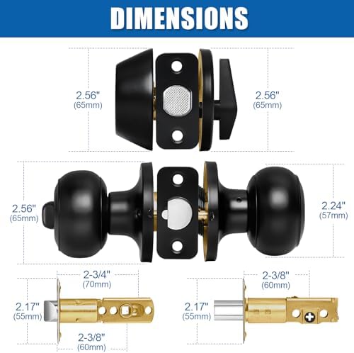 Sopoby 3 Sets Matte Black Door Knob and Deadbolt Combo Set