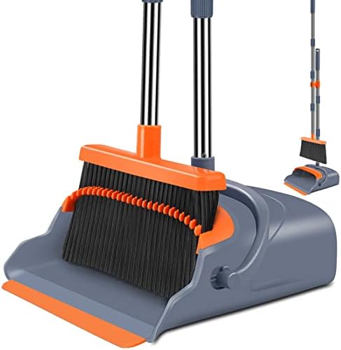 Kelamayi Upgrade Broom and Dustpan Set with Self-Cleaning