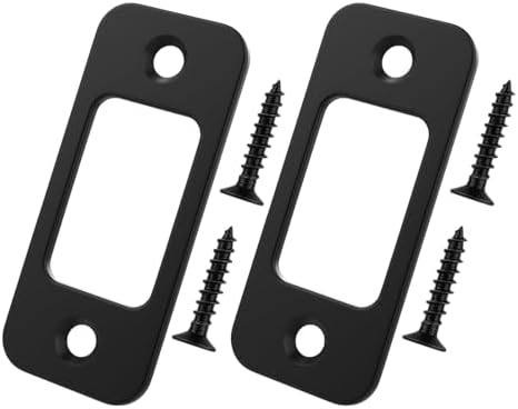 RO6G Black Deadbolt Strike Plate 2-Pack