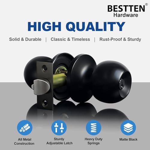 BESTTEN 2-Piece Keyed Entry Door Knob Set Matte Black