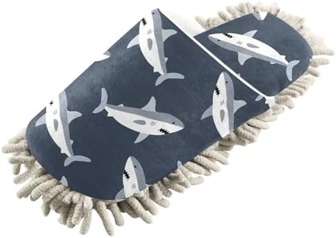 Cute Gray Shark Mop Slippers Clean Floors Keep Your Home Stylish