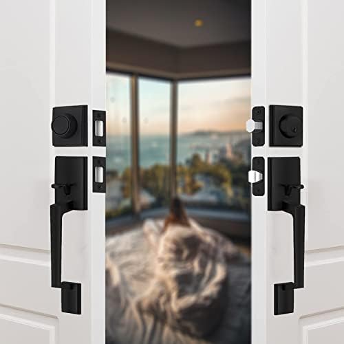 Double Door Handle Set Matte Black