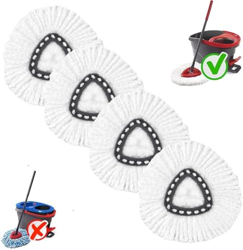 4 Pack Microfiber Mop Head Refills for O-Ceda EasyWring Mop