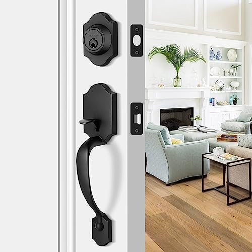 Heavy Duty Front Door Handle Set Matte Black