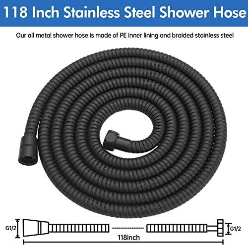 RUMOSE 118-Inch Stainless Steel Shower Hose Durable Non-Tangling