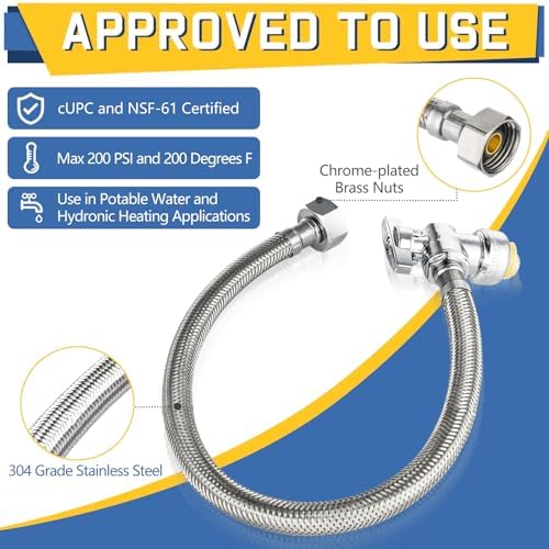 GUOFIS Stainless Steel Faucet Connector 12 Faucet Angle Stop Valve