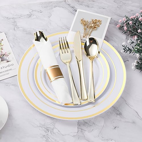 Perfect for Parties Best VIP 350PCS Gold Plastic Plate Set