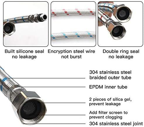 BWE 16-Inch Stainless Steel Faucet Supply Hose