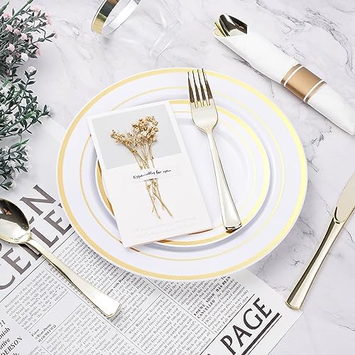 Perfect for Parties Best VIP 350PCS Gold Plastic Plate Set