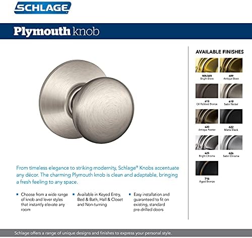 schalge f51a pwl door knob keyed entry lock