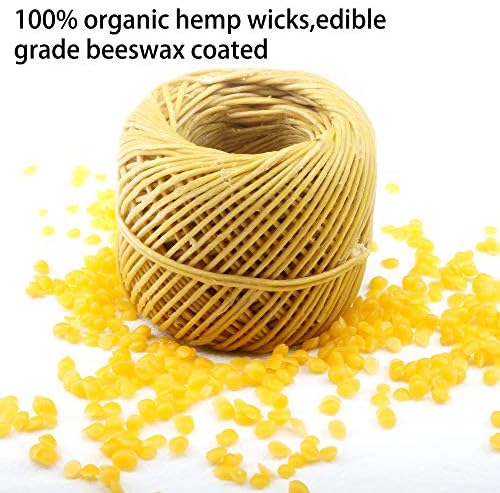 100 Organic Hemp Wick with Natural Bees Wax 200FT No Chemicals