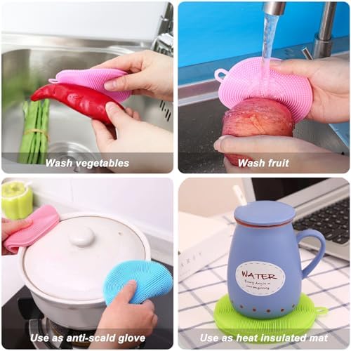 Upgrade Your Kitchen_cleaning Game with MissJoJiay 12-Piece Silicone Scrubber Set