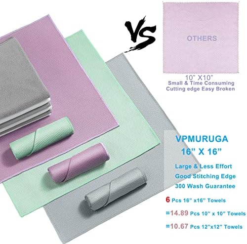 VPMURUGA Streak-Free Multi-Surface Window Cleaning Cloth Pack of 6