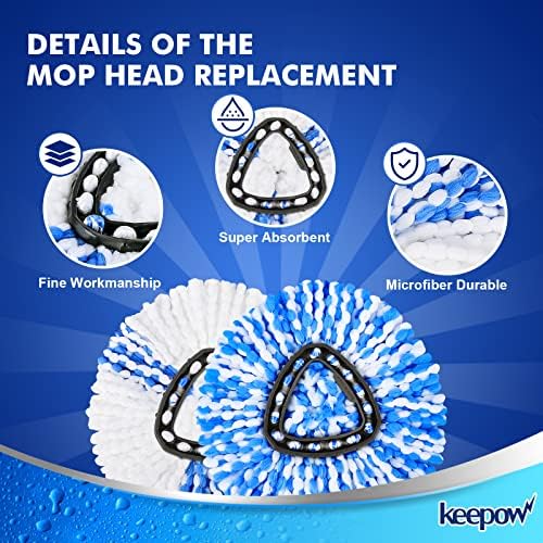 Perfectly Compatible Microfiber Mop Heads for Your KEEPOW Spin Mops 6-Pack