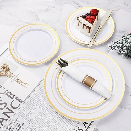 Perfect for Parties Best VIP 350PCS Gold Plastic Plate Set