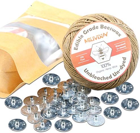 Organic Natural 100 Hemp Candle Wick with Bees wax coating 200ft Replacement