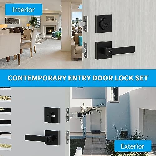 Hidalife Entry Door Handle and Deadbolt Set for HomeOffice Security