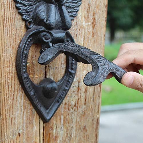 Small Lovely Angel Door Knocker Antique Black Cast Iron Design