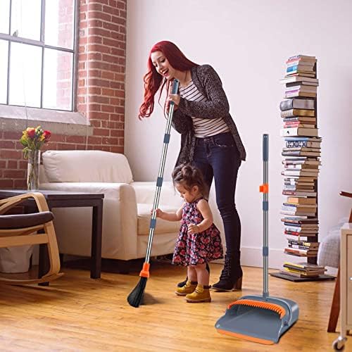 Kelamayi Upgrade Broom and Dustpan Set with Self-Cleaning