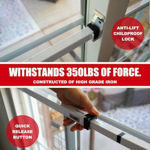 Adjustable Sliding Door Security Bar with Anti-Lift Lock