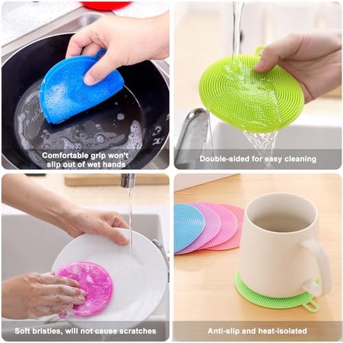 Upgrade Your Kitchen_cleaning Game with MissJoJiay 12-Piece Silicone Scrubber Set
