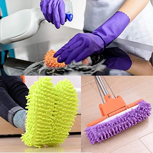 5-Pair Soft Chenille Slippers for Floor Cleaning Washable Mop Shoes