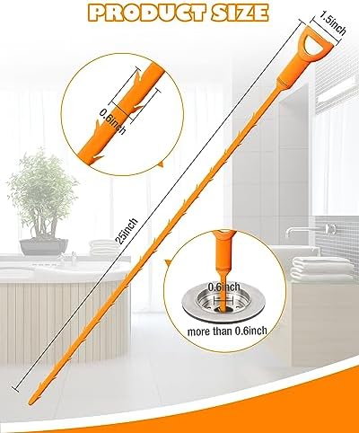 VILINLEE 25 Inch Sink Snake Drain Clog Remover Tool 6 Pack