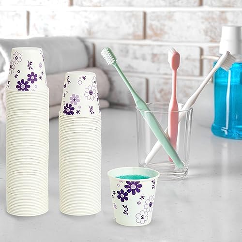 JOLLY PARTY 3oz Disposable Bathroom Cups 300 Pack Purple Floral Design