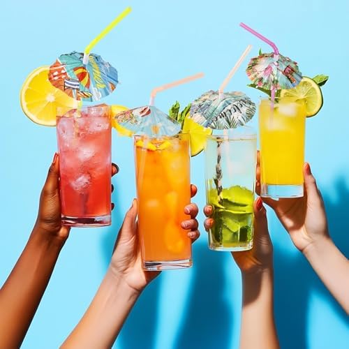 200 Pcs Tropical Hawaiian Umbrella Drink Straws luau party supplies